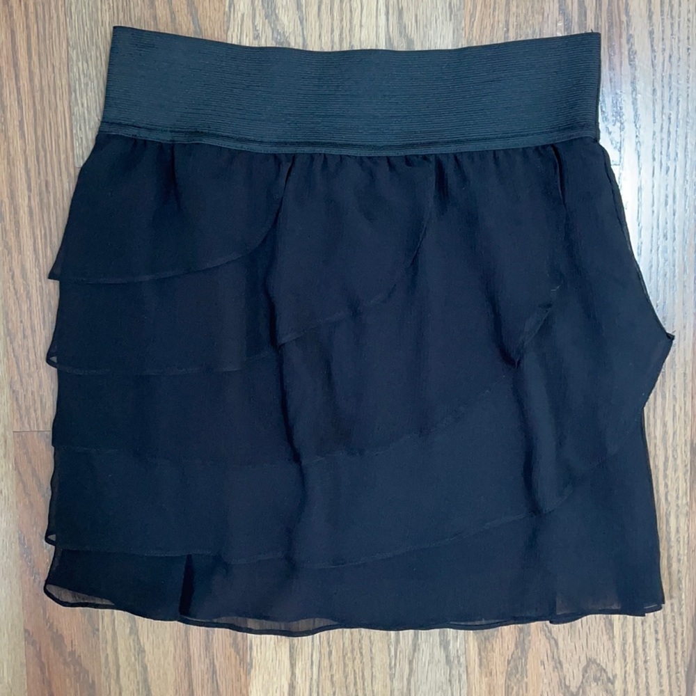 Black Ruffle Mini Skirt